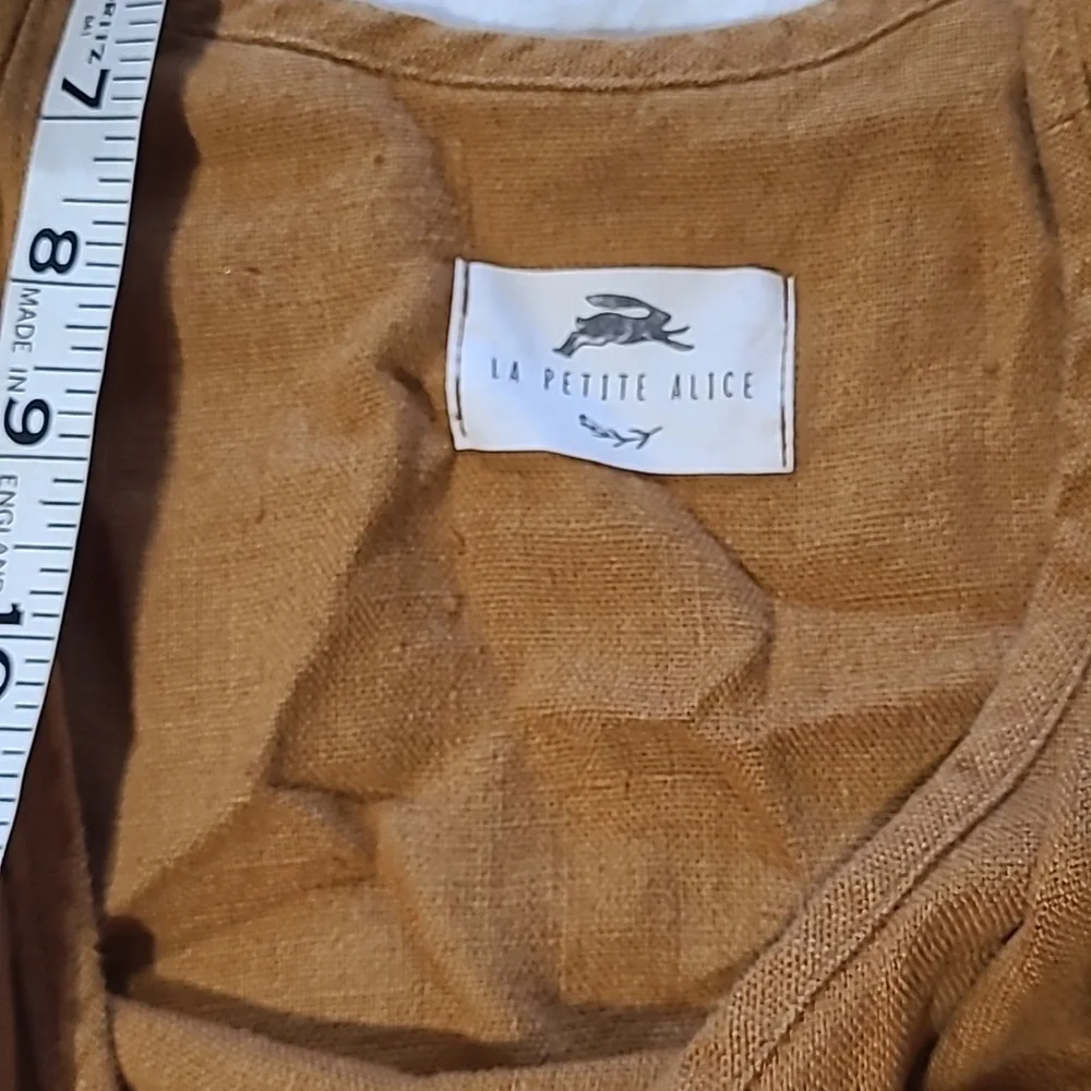 La Petite Alice linen tote bag ochre brown - Picture 4 of 4